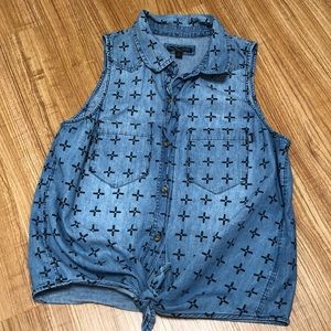 Vans Jean top with black cross detail